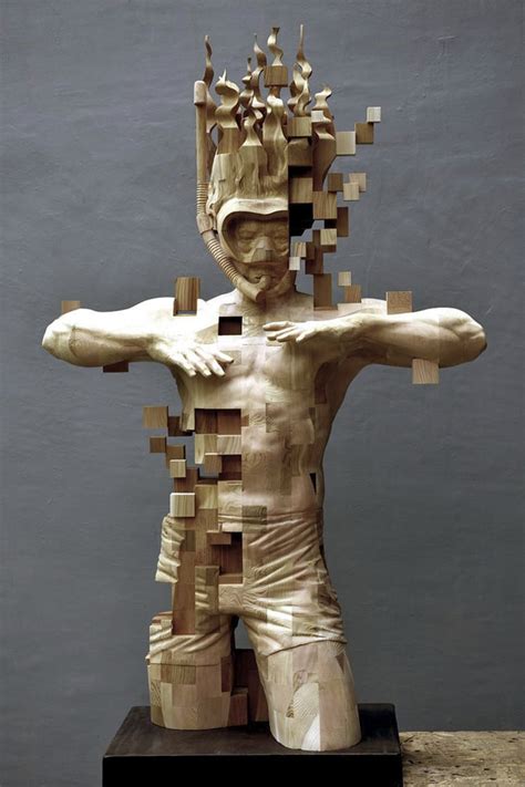 These Pixelated Sculptures That Look Like Computer Glitches Are