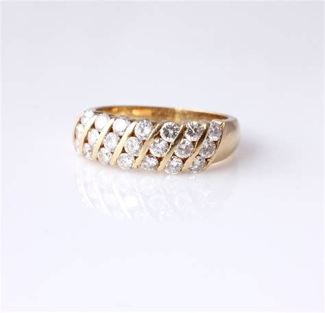 18ct Yellow Gold And 1ct Natural Diamond Band Heavy Eternity Ring Size N