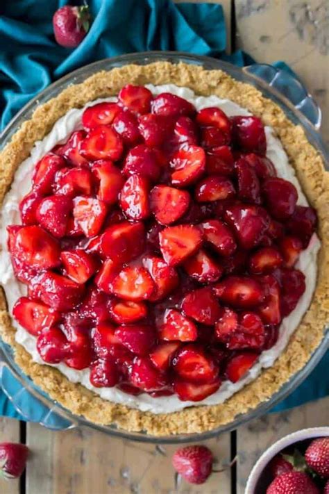 Homemade Strawberry Cream Cheese Pie In A Graham Cracker Crust With A Sweet Cream Cheese L