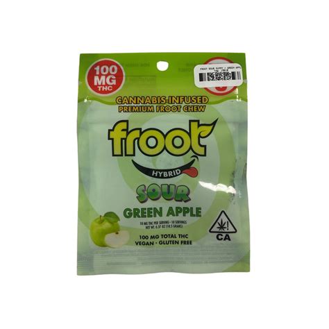 Froot Sour Gummy Green Apple 100mg The Sticky Rose