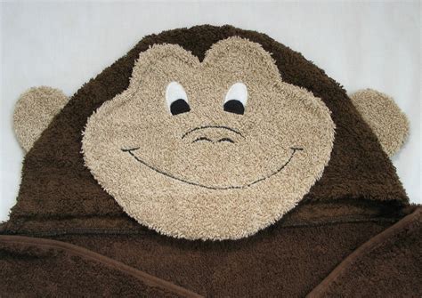 Monkey Hooded Bath Towel Dark Chocolate Brown For Infant