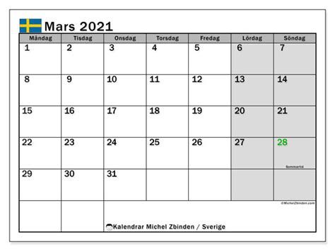 Här kan barnen rita en passande bild för varje månad. Kalender mars 2021 - Sverige - Michel Zbinden SV