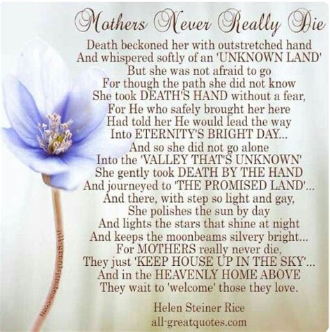 Mothers Never Die Loss Of Mother Quotes Mother
