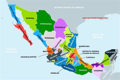 Mapa De México Con Sus Estados Mapa De Mexico Division Politica
