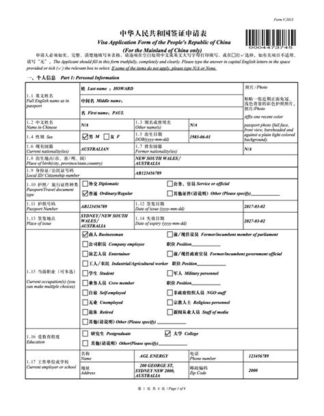 chinese visa application form fillable printable forms free online