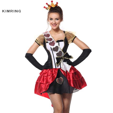kimring sexy women s royal red queen halloween costume cosplay in wonderland fancy costume adult