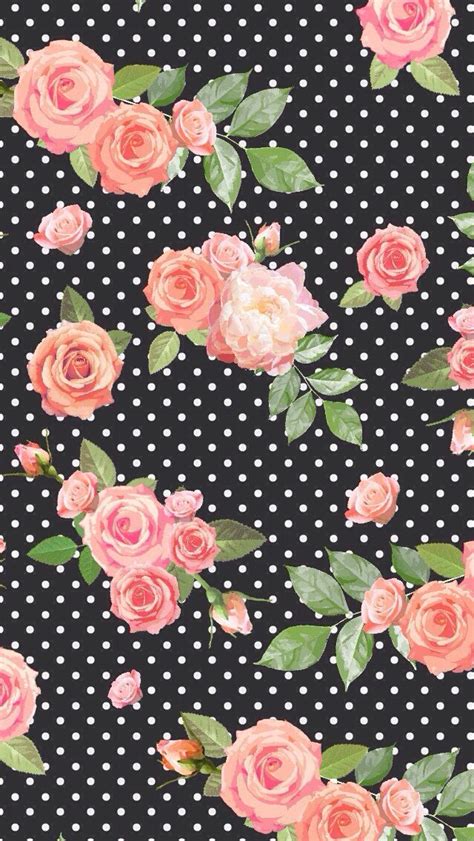 Floral Black Polka Dot Background Wallpaper With Images