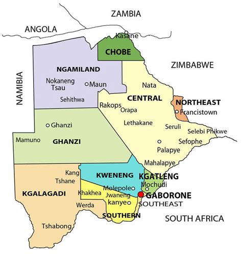 Botswana Map Showing Different Districts And Regions Download Sexiezpicz Web Porn