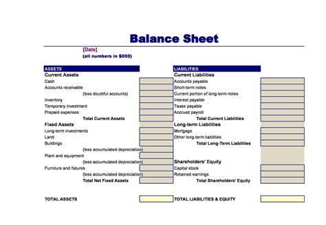 Balance Sheet Templates 15 Free Printable Docs Xlsx And Pdf Formats