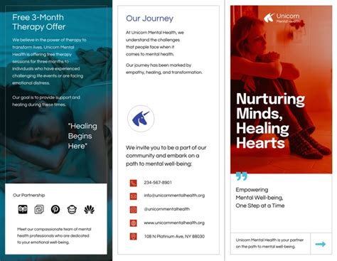 Elegance Modern Red And Blue Mental Health Tri Fold Brochure Venngage