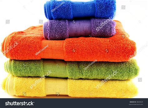 For towels that balance quality with price, bed bath & beyond is your best bet. Stock Pictures Of Colorful Bath Towels Stacked Stock Photo ...