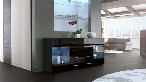 Sideboard Bari V2 In Black Matt Black High Gloss