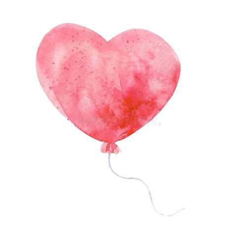 Watercolor Valentine S Day Balloon Pink Balloon Heart Isolated On