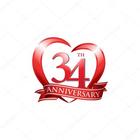 34th Anniversary Logo Red Heart — Stock Vector © Ariefpro 86351508