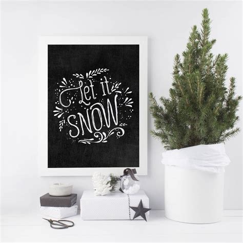 Printable Christmas Art Christmas Chalkboard Print Let It Etsy