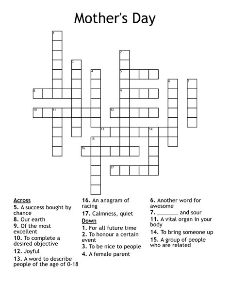 Mothers Day Crossword Wordmint