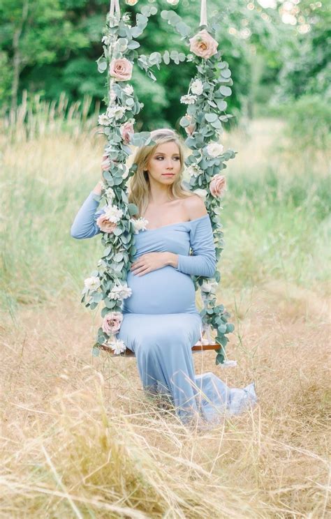 Creative Maternity Photos Floral Swing Maternity Photoshoot Poses