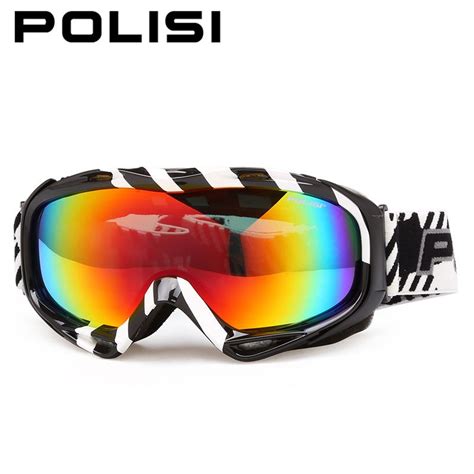 Polisi Professional Ski Snowboard Snow Goggles Double Layer Anti Fog Lens Skiing Eyewear