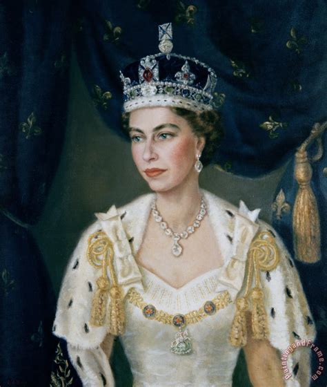 Lydia De Burgh Portrait Of Queen Elizabeth Ii Wearing Coronation Robes