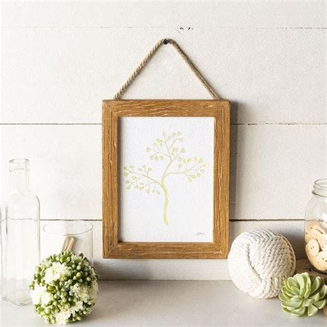 Rope Hanging Wood Framed Wall Art Antique Farmhouse