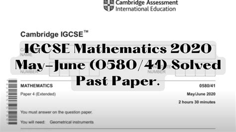 0580 S20 Qp 41 Solved Past Paper Igcse Youtube