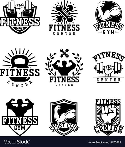 Gym Fitness Logo Badge Royalty Free Vector Image