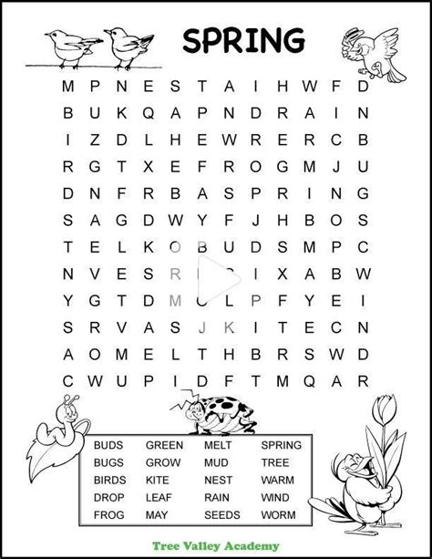 Spring Word Search 1st Grade Spring Words English Worksheets For