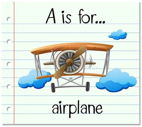 Flashcard Alphabet A Is For Airplane Stock Vector Illustration Of