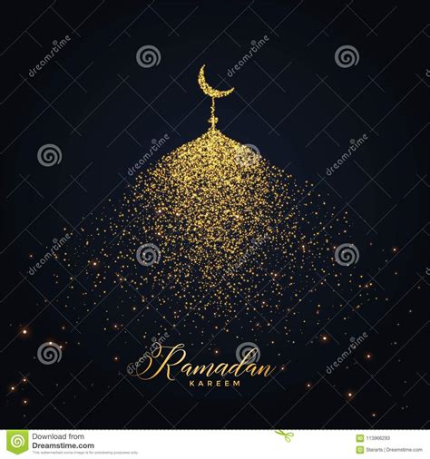 Ramadan Kareem Design With Mosque Made With Glowing Particles Stock