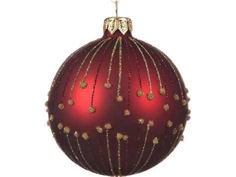 Red Bauble With Glitter Decal Christmas Decorations Baubles