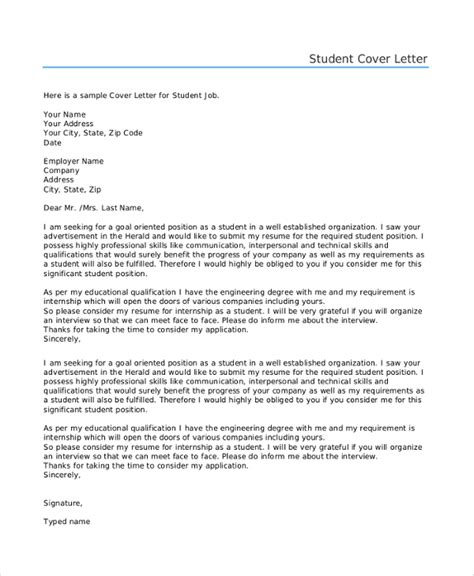 Student Cover Letter Sample