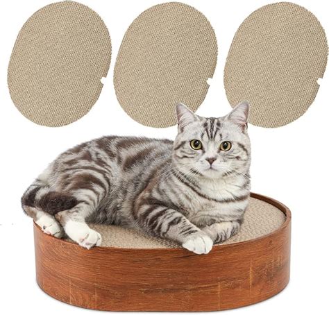 Comsaf Cat Scratcher Box 3 Cat Scratching Pads Oval Shape Corrugated