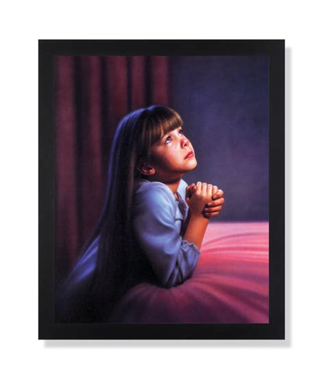 Little Girl Praying On Bed Kids Religious Wall Picture