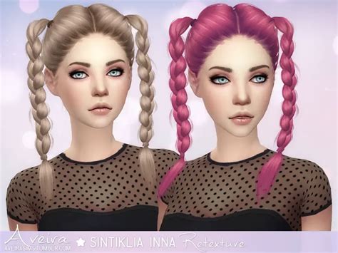 Sims 4 Hairs Aveira Sims 4 Sintiklia`s Inna Hair Retextured