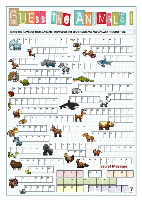 Guess The Animal Guess The Secret Message English Lessons For Kids