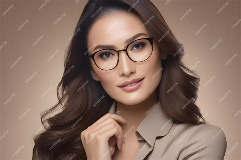 premium ai image natural beauty business woman style wearing glasses