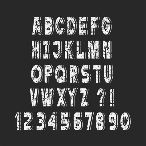 Stylish White Grunge Alphabet Letters And Numbersvector Setchalk