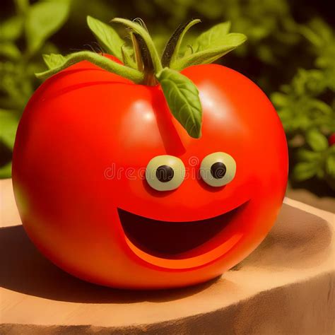 Cartoon Funny Tomato Vegetable Characters In Summer Garden Ai