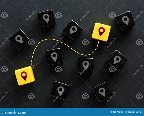 Location Map Pins Connected To Each Other Navigation Traveling