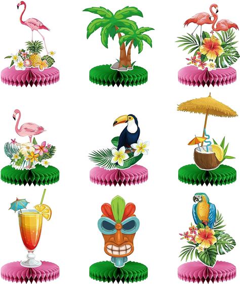 hawaiian luau party decorations tropical flamingo honeycomb centerpieces for