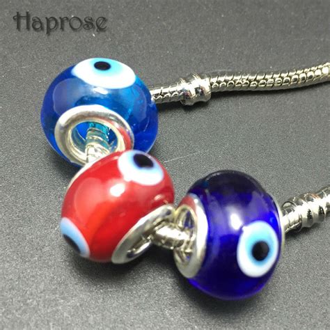 Pc European Big Hole Evil Eye Glass Beads Fit Women Charm Bracelets