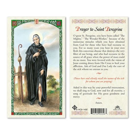 Laminated Holy Card Saint Peregrine Ewtn Religious Catalogue
