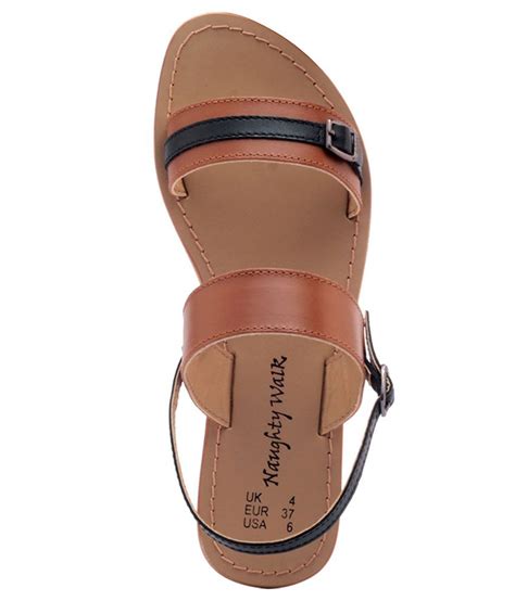 Naughty Walk Tan Flat Slip On And Sandal Price In India Buy Naughty Walk