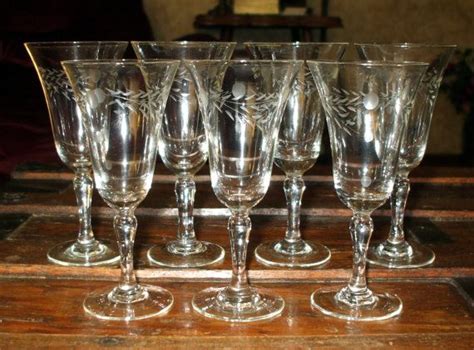 crystal stemware sherry cordial glasses etched dot and leaves etsy crystal stemware antique