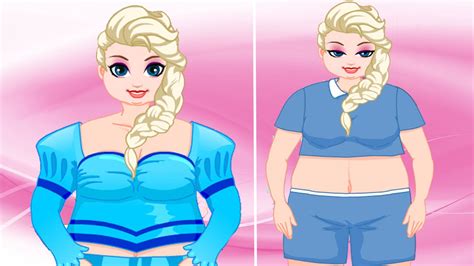 Elsa Workout Weight Loss Fat Frozen Princess Going To Gym Kids Game