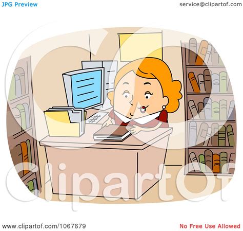 Clipart Librarian Checking In Books Royalty Free Vector Illustration