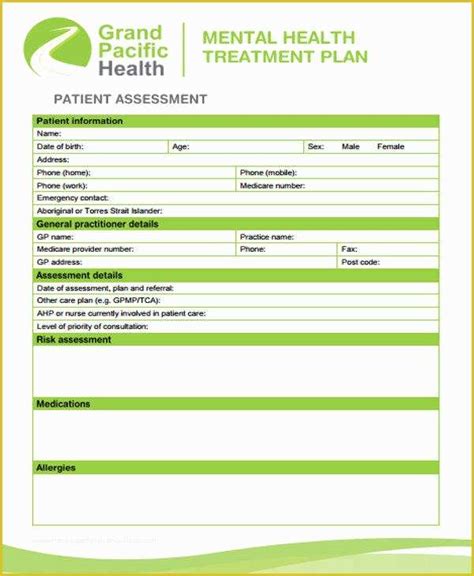 Free Mental Health Treatment Plan Template Of Sample Psychiatric