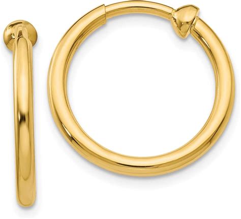 14k Yellow Gold Clip On Hoop Earrings Jewelry Hoop