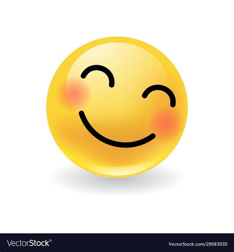 Cute Yellow Round Emoticon Smiling And Blushing Vector Image