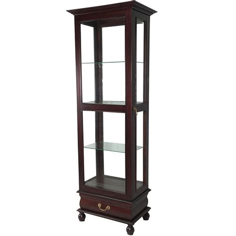 Check spelling or type a new query. Antique Style Mahogany Wood Glass Display Cabinet With Drawer